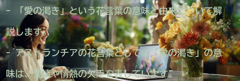 「愛の渇き」という花言葉の意味と由来の要点まとめ