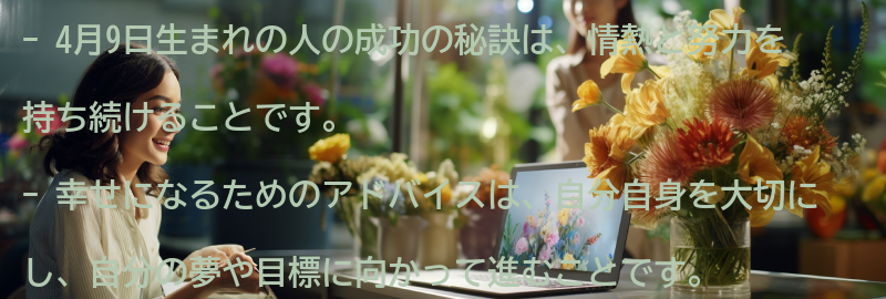 4月9日生まれの人の成功の秘訣と幸せになるためのアドバイスの要点まとめ