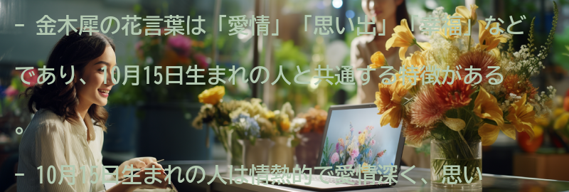 金木犀の花言葉と10月15日生まれの人の共通点の要点まとめ