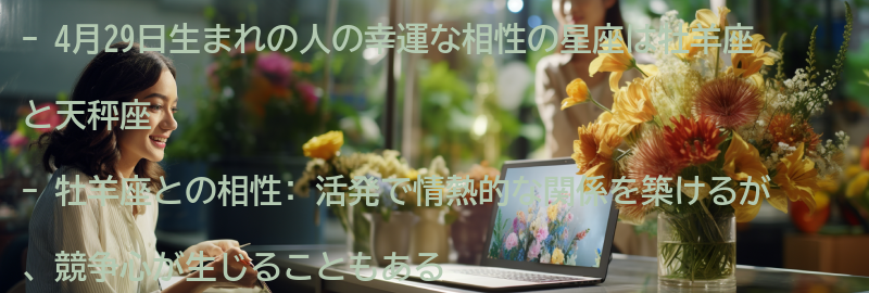 4月29日生まれの人の幸運な相性の星座とパートナーの特徴の要点まとめ