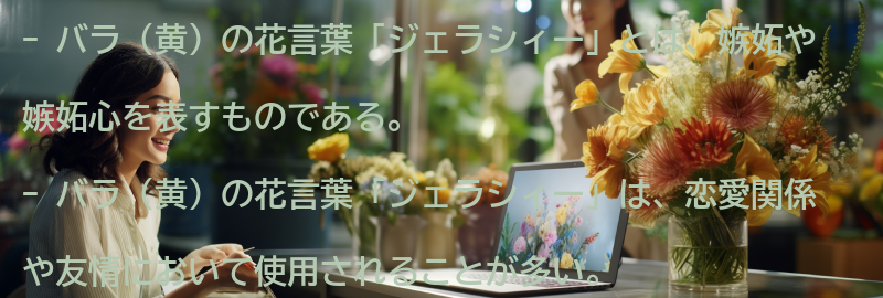 バラ(黄)の花言葉「ジェラシィー」の使い方と効果の要点まとめ