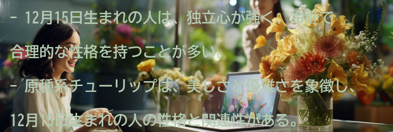 12月15日生まれの人の性格と原種系チューリップの関連性の要点まとめ