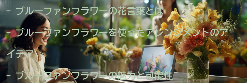 ブルーファンフラワーを使ったアレンジメントのアイデアの要点まとめ