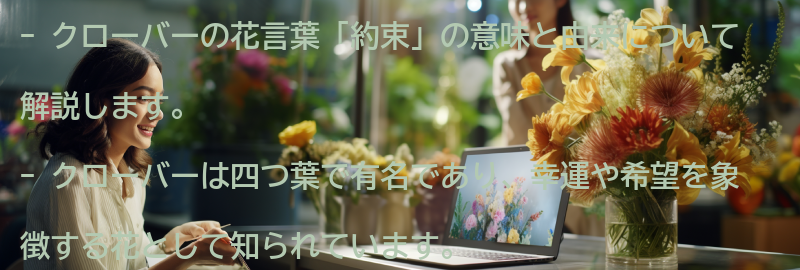 クローバーの花言葉「約束」の意味と由来の要点まとめ