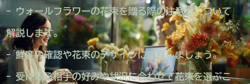 ウォールフラワーの花束を贈る際の注意点の要点まとめ