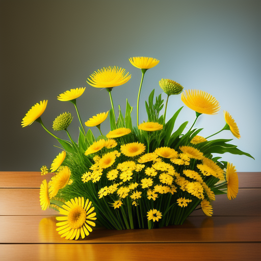 たんぽぽの花を使ったアレンジメントのアイデア