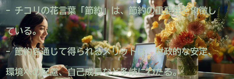 チコリの花言葉「節約」を通じて得られるメリットとはの要点まとめ