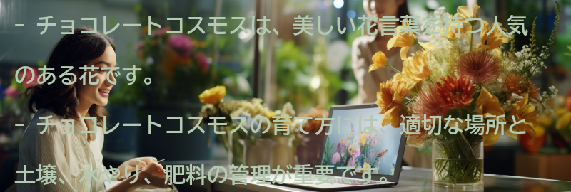 チョコレートコスモスの育て方とお手入れのポイントの要点まとめ
