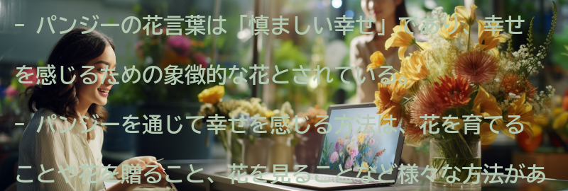 パンジーを通じて幸せを感じる方法の要点まとめ